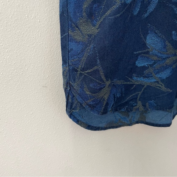 J. McLaughlin Amara Blue Denim Floral Jacquard Shirt Dress Long Sleeve Size L - Picture 9 of 14